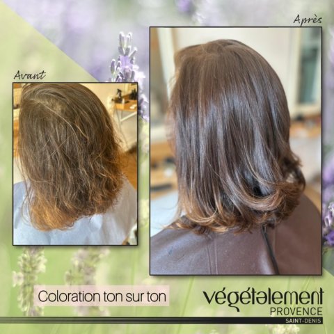 Coloration ton sur ton sans ammoniaque sur cheveux court à Saint-Denis à la Réunion 